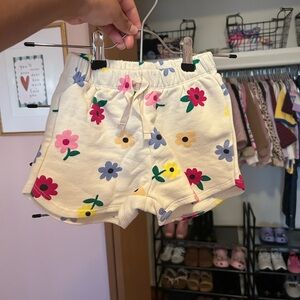 Zara Cream Shorts with Pink Red Yellow Blue Floral Print